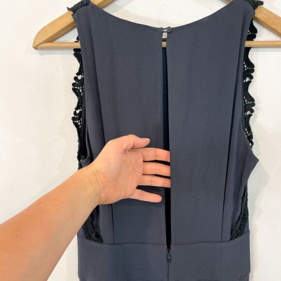 Aritzia Wilfred Isidore Midi Navy Blue Sleeveless Lace Trim Dress - Picture 4 of 11